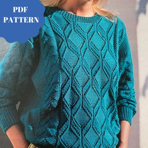 PDF Knitting sweater pattern, lace sweater pattern, vintage knitting sweater pattern, sweater knitting pattern, pullover pattern