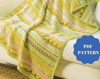 CROCHET PATTERN, Crochet afghan pattern, Flowers throw blanket crochet pattern, Spring flowers afghan pattern, Baby blanket pattern