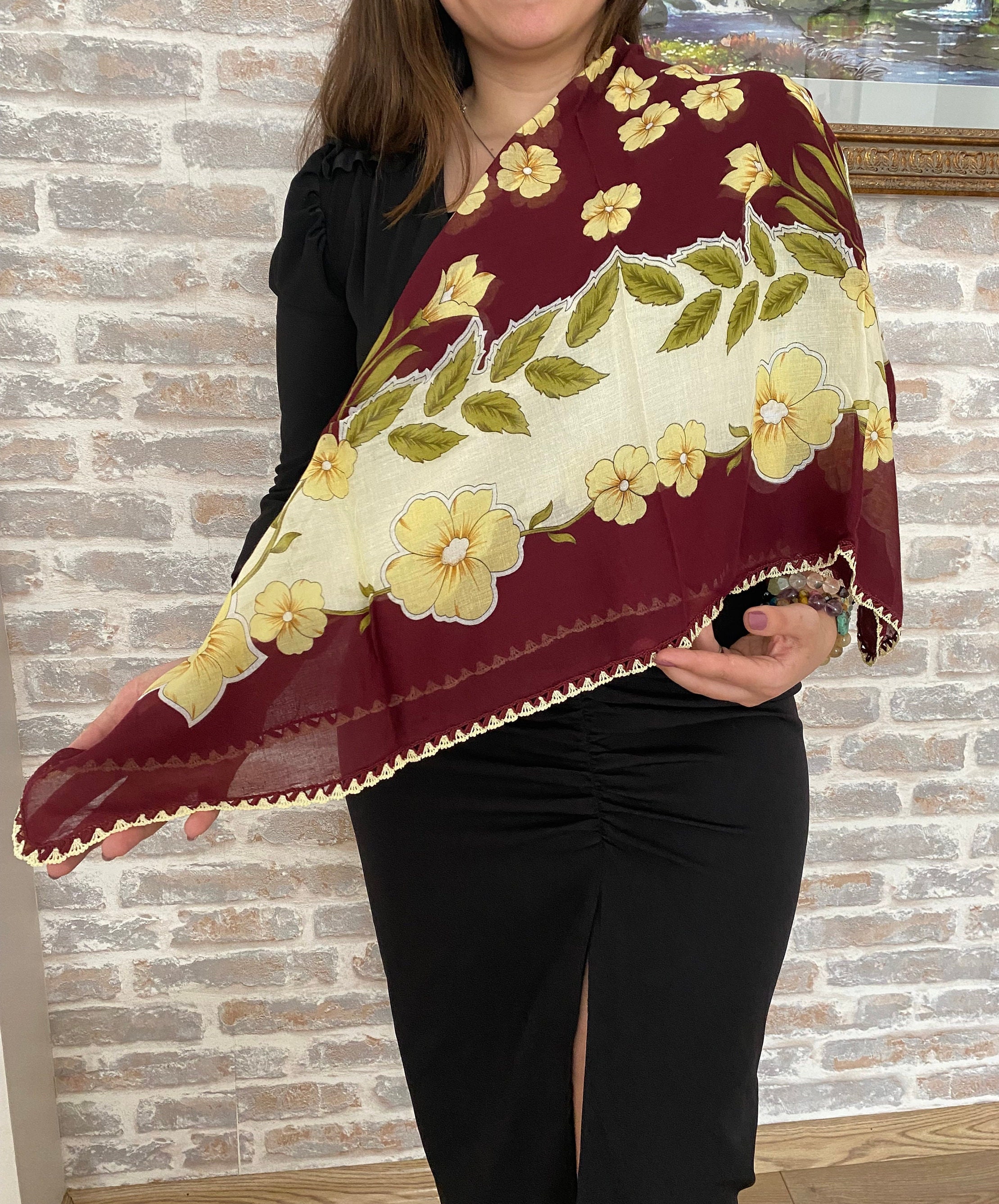 Vintage Yazma, Turkish Oya Scarf, Crochet Yazma, Yazma Scarf