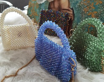 Bags  Handmade Beaded Glass Crystal Bag Vintage Crystal Mini Bag