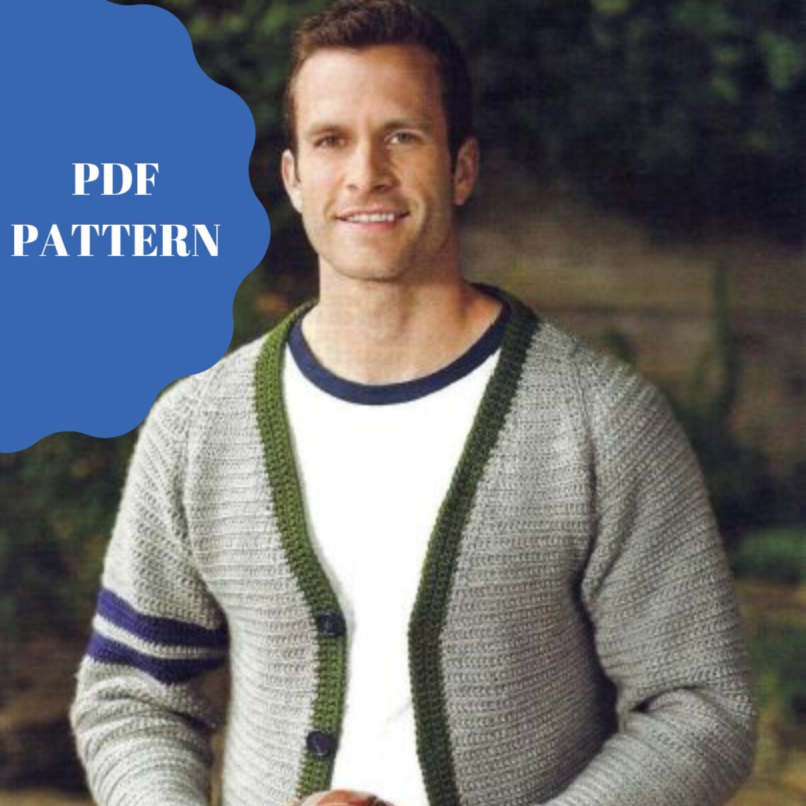 CROCHET PATTERN, Men's Crochet Cardigan Pattern, Crochet Men's Cardigan ...