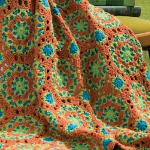 CROCHET PATTERN, Crochet blanket pattern, Flowers throw blanket crochet pattern, Peruvian Tiles Afghan Pattern, Cozy Floral Blanket