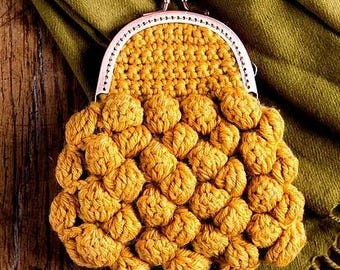 MOTIF AU CROCHET, porte-monnaie bulles, modèle facile au crochet, modèle de mini porte-monnaie au crochet, modèle de portefeuille Kisslock, modèle de porte-monnaie