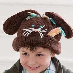 KNITTING PATTERN, Toddler Bunny Hat  Pattern, Vintage Knit Hat, Knit Hat Pattern, Knit Bunny Hat, Easter Hat, Knit Bunny Beanie, Bunny Ears