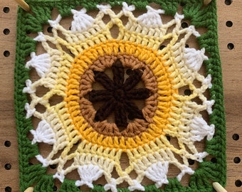 CROCHET PATTERN, Sunflower Crochet Square Pattern, PDF Instant Download, Crochet Sunflower Pattern, Fall Crochet Pattern