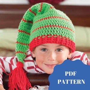 CROCHET PATTERN, Stocking Cap Crochet Pattern, Crochet Elf Hat Pattern, Christmas Stocking Pattern, Crochet Christmas Stocking Pattern