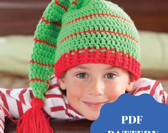 CROCHET PATTERN, Stocking Cap Crochet Pattern, Crochet Elf Hat Pattern, Christmas Stocking Pattern, Crochet Christmas Stocking Pattern