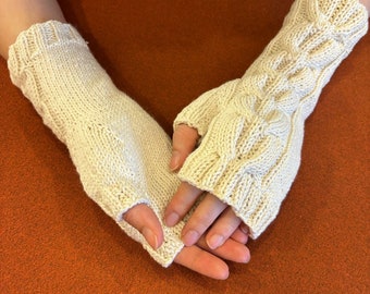 CROCHET PATTERN, Fingerless Gloves Pattern, 3D Cables Knit-look Fingerless Gloves, Cable Stitch Fingerless Gloves, Wrist Warmers