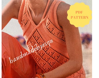 PDF Knitting pattern, vintage pattern for woman, summer top pattern