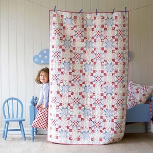 QUILT PATTERN, Shooting stars quilt pattern, Vintage quilt and cushion pattern, Tilda Quilting pattern Patchwork quilt pattern