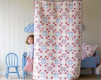 QUILT PATTERN, Shooting stars quilt pattern, Vintage quilt and cushion pattern, Tilda Quilting pattern Patchwork quilt pattern