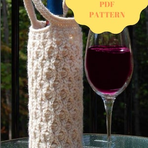 CROCHET PATTERN, Crochet wine tote, easy tote pattern for bottles, wine bottle holder crochet pattern