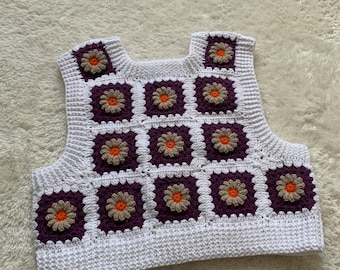 Floral Pullover, Häkel Crop Top, handgemachtes Top, Sommer Top, Crop Top, gehäkeltes Bralette