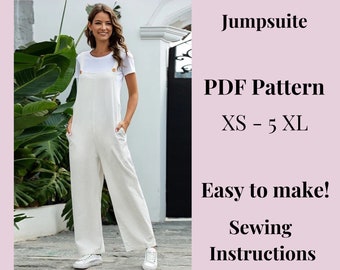 Jumpsuit Sewing Pattern, Women's Jumpsuit, Sewing Pattern, size XS-5XXL, Plus sizes patterns, Comfy Romper, Sewing Pattern.