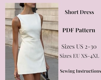 Short Woman Dress Sewing Pattern, XS-4XL (PDF Pattern)