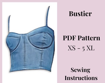 Patrón de costura de corsé para mujer, tallas XS-5XL (patrón en PDF)