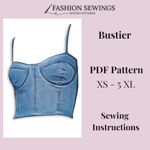 Bustier/Korsett Schnittmuster, Frauen PDF zum Ausdrucken, Größe XS-5XXL, Große Größen Schnittmuster, Korsett Schnittmuster, Schnittmuster.