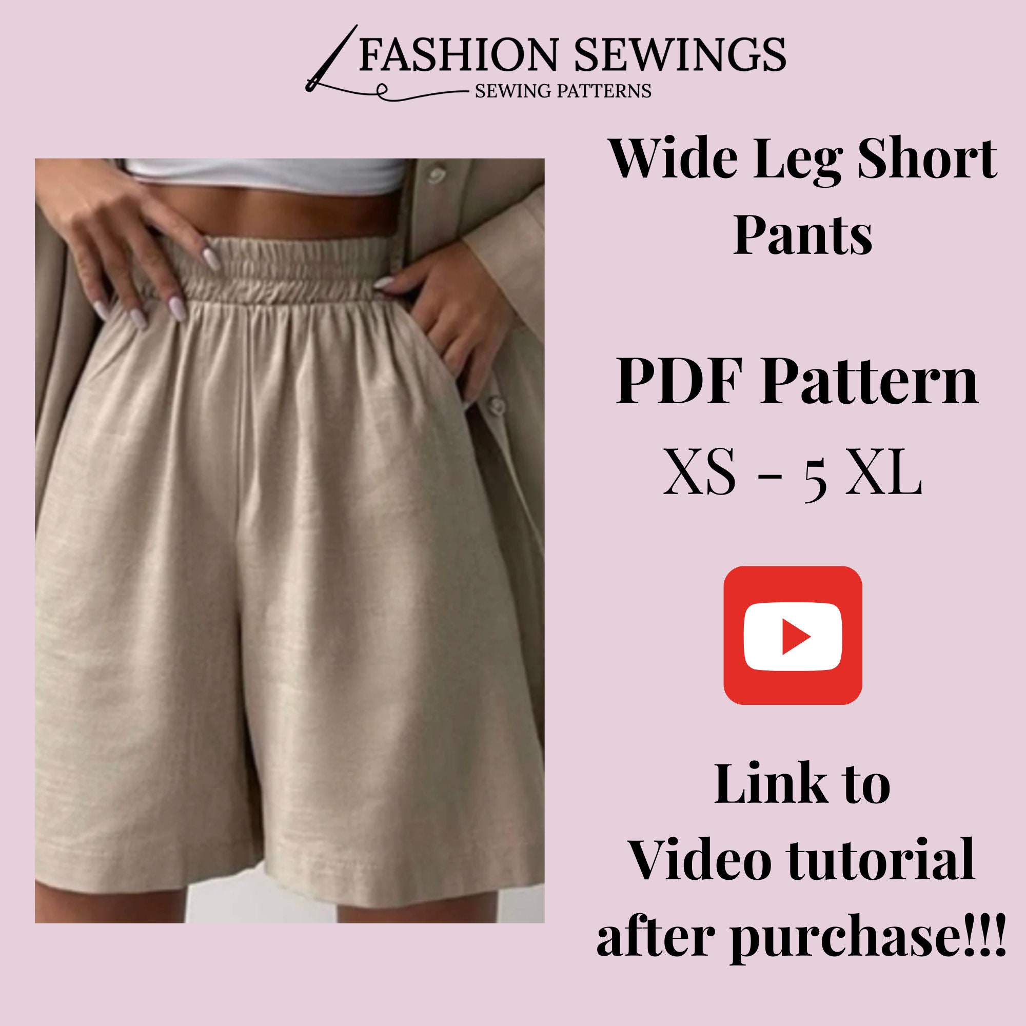 Tess Tulip Shorts, Ladies Pattern, PDF Sewing Pattern, Ladies Pdf Pattern,  Sewing Pattern, Plus Size Womens Pdf, Women Shorts Pattern, 