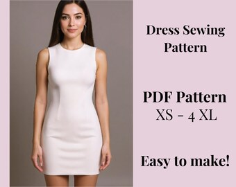 Short Woman Dress Sewing Pattern, XS-4XL (PDF Pattern)