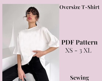 Oversized T-Shirt Sewing Pattern: XS-XXXL Sizes (PDF Pattern)