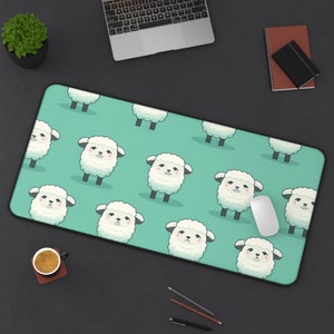 Cute Sheep Pattern Desk Mat | Large Mousepad with Adorable Lamb Design | Vibrant Office Accessory | Soft Workstation Decor