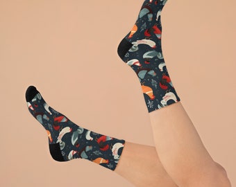 Gorgeous Chicken Pattern Premium Crew Socks with Recycled Yarns - Perfect Gift for Chicken Lovers or Homestead Aesthetic!