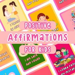 72 Printable Affirmation Cards For Kids, Motivational Cards, Positivity Cards, Daily Affirmation, Kids Positivity Cards