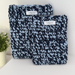 Blue & Navy Crochet Laptop Sleeve