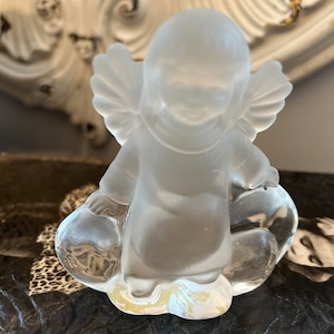 Vintage, Goebel, Angel, Leaded Glass, West Germany, Cherub, Christmas, Decor, Decoration, Frosted Glass