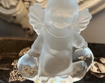 Vintage, Goebel, Angel, Leaded Glass, West Germany, Cherub, Christmas, Decor, Decoration, Frosted Glass