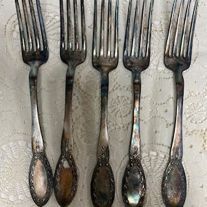 Lot of 5 Silverplate Forks, Vintage Silverware, Alvin Patent