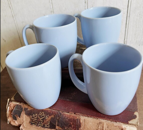 Vintage Light Blue Corelle Stoneware Coffee Tea Cup Mug Set of