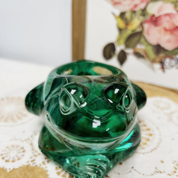 Green Glass Frog Candle Holder - Etsy