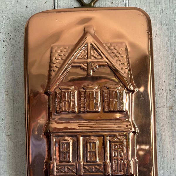 Vintage Copper House Mold Large Hanging Wall Decor Grannycore Cottagecore Kitchen