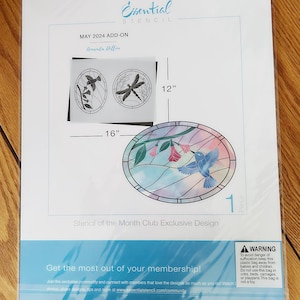 Essentiel pochoir vitrail colibri libellule neuf dans son emballage non ouvert 12 x 16 artisanat rond ovale fournitures peinture