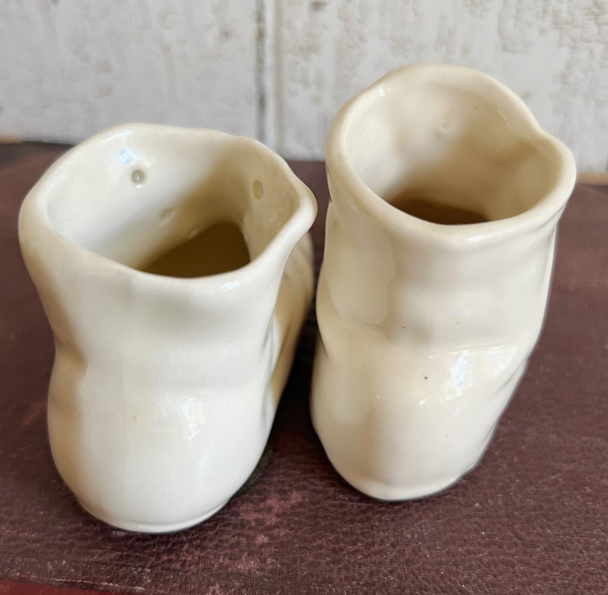 セラミックベビーシューズプランター2個セット、ヴィンテージホワイト