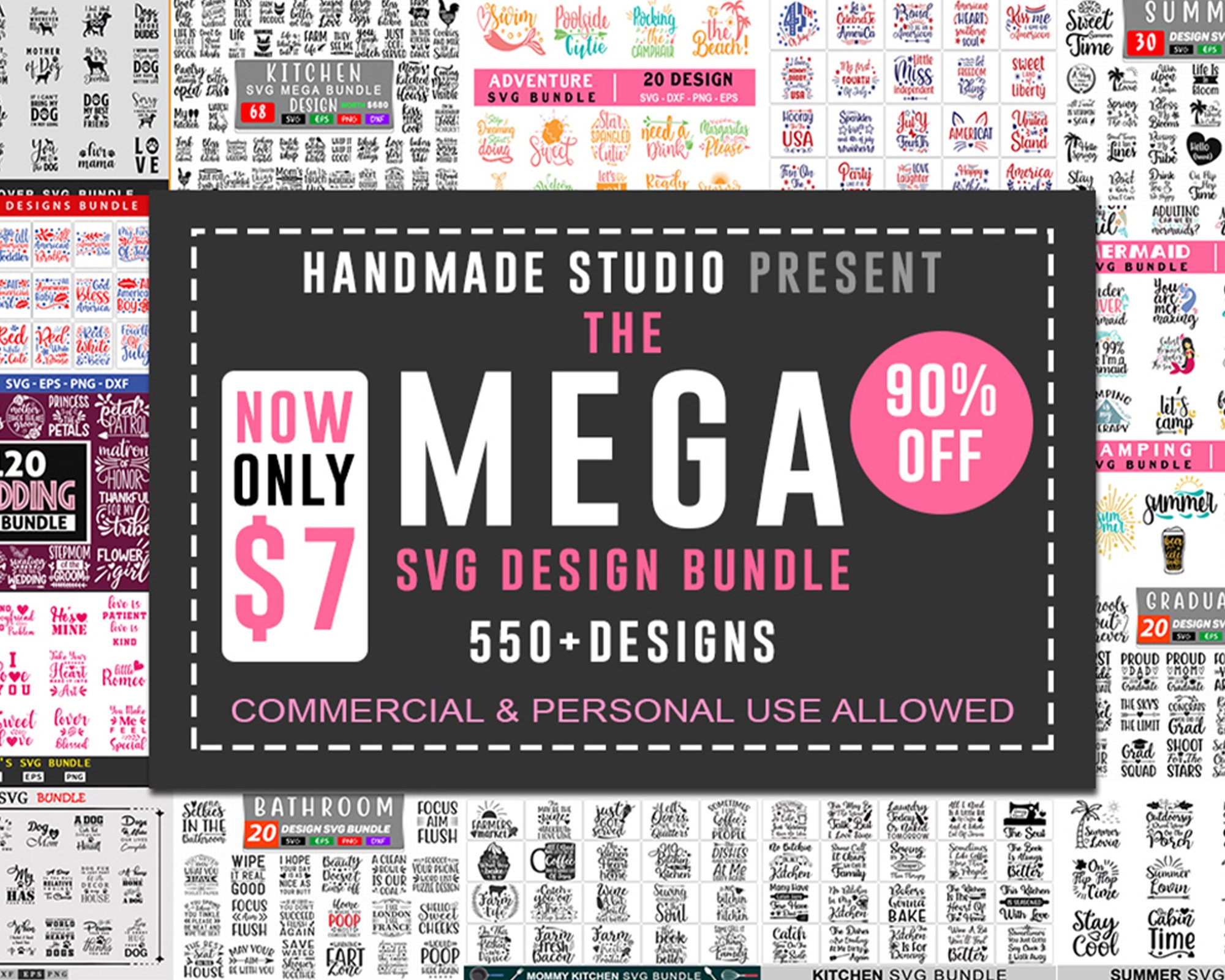 550+ Mega Svg Design Bundle | Png - Eps - Dxf - Pdf | Multifile Format ...