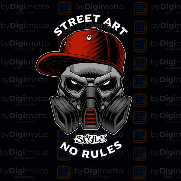 Skull with Gas Mask Svg, Png, Pdf Multiformat | High Quality | Street Art | Digital Download | Digital Design