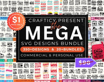 メガSVGデザインバンドル | PNG - EPS - DXF - PDF | マルチファイル形式 | オンデマンド印刷 | デジタル配信 | 編集可能