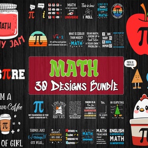 30 Editable Math T-Shirt Designs Bundle | Eps - Svg - Png - Dxf| Multiple File Format | Editable Design | Print on Demand