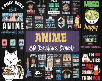 30 Editable Anime Designs Bundle | Eps - Svg - Png - Dxf| Multiple File Format | Editable T-Shirt Design | Print on Demand
