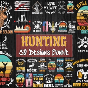 30 Editable Hunting T-Shirt Designs Bundle | Eps - Svg - Png - Dxf| Multiple File Format | Editable Design | Print on Demand