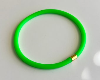 Rubber Cord/Silicone Tube 4mm Blank Charm Bracelet/Barbiecore/Neon Green