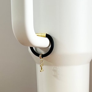 Personalized Tumbler Handle Initial Charm Jewelry-Black (Matte)