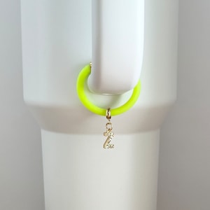 Personalized Tumbler Handle Initial Charm Jewelry-Neon Yellow