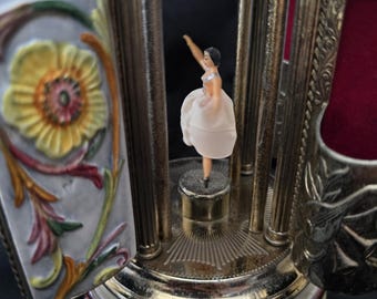 italian music box cigarette holder Onyx Carousel Dispenser Lipstick Reuge Music Collectible Cigarette Storage Cigar Room Deco Christmas Gift Vintage Cigarette/lipstick Carousel Music Box