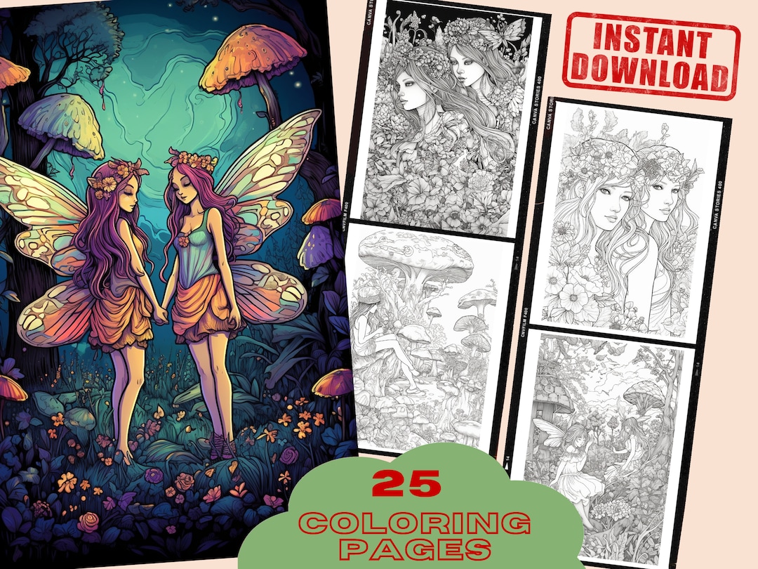 Enchanting Fairy Girls Coloring Book, 25 Fantasy Coloring Pages