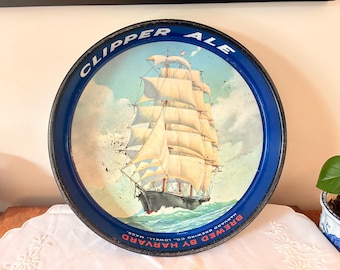 Clipper Ale Drink Tray, 1930s/1940s Harvard Brewing Co Lowell Massachusetts