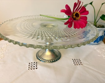 Vintage Duchin Creation Glass & Sterling Silver Cake Stand