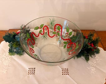 Lenox Handpainted bowl, 9" Christmas bowl, handpainted with artist's signature